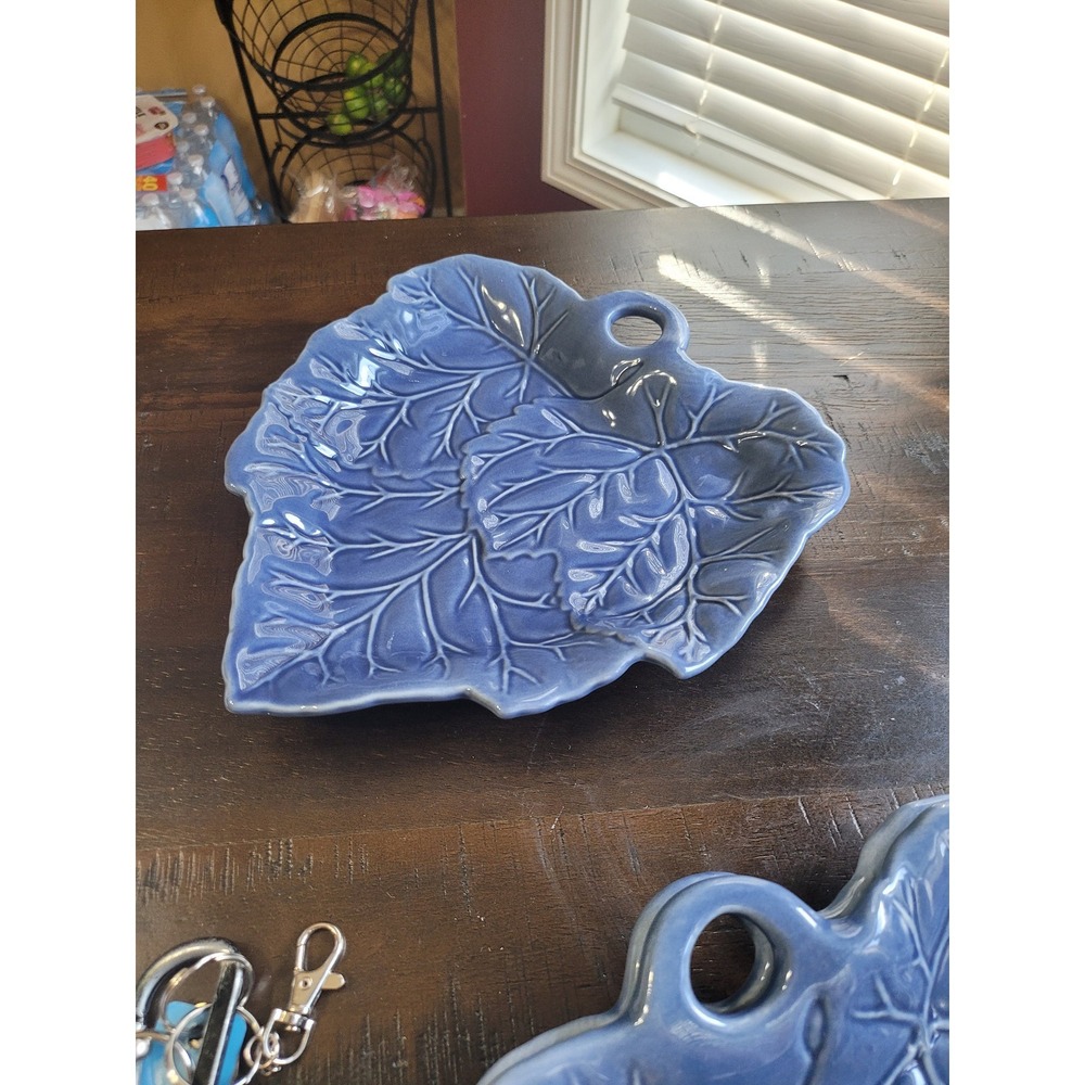 Blue Maple Leaf Bowl, Rare Lilian Vernon Pottery Candy Bowl